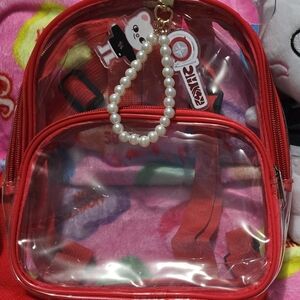 Red Clear Purse Backpack and Jiniret Accessories